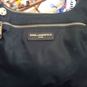 Karl Lagerfeld Black Shoulder Bag with Gold Hardware